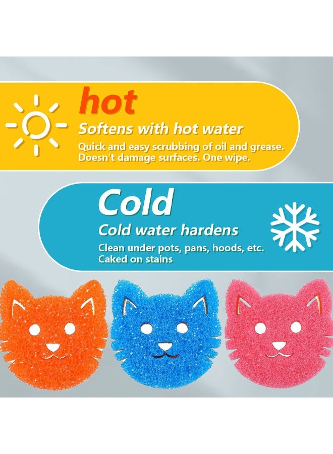 3 PCS Dual Sided Scrub Sponge Multi Functional Cute Temperature Sensitive Non Scratch Dish Sponge For Washing Dishes Kitchen Bathroom - Image 5